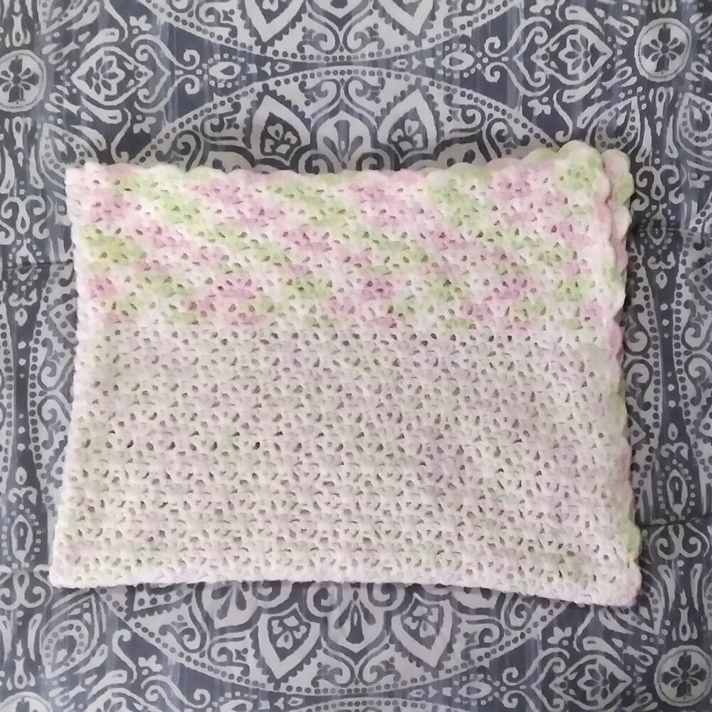 Vintage 1984 Handmade Crocheted Baby Blanket